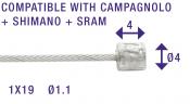 Elvedes schakel binnenkabel 2250mm 1×19 draads rvs slick Ø1,1mm